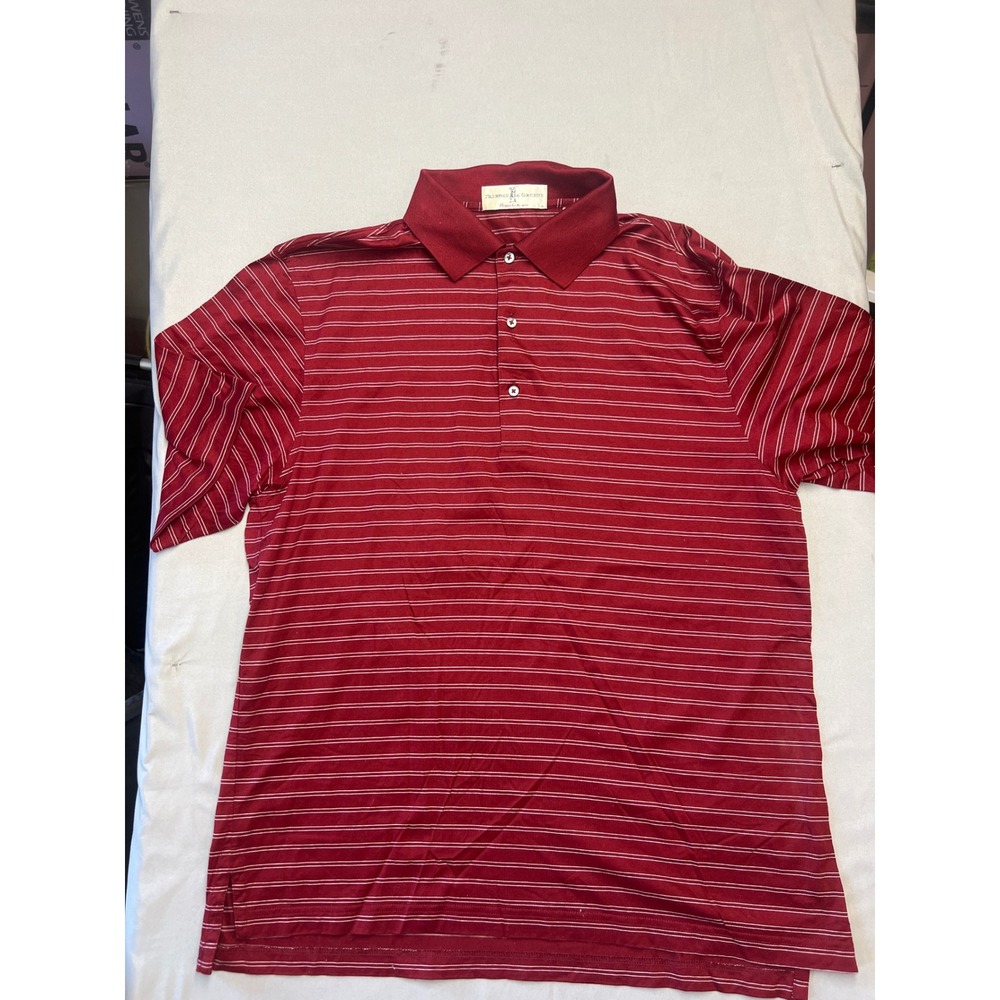 Fairway & Greene Mens Mercerized Cotton Striped Golf Polo Shirt Burgundy Red M - Picture 1 of 5